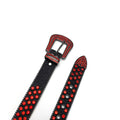 Black Strap with Red Studs Rhinestone Belt-Belts-The Rhinestone Belts