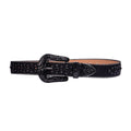 Engraved Buckle Cross Black Strap with Black Studs Rhinestone Belt-Belts-The Rhinestone Belts