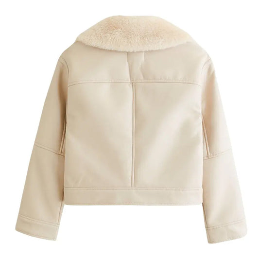 Women's Faux Shearling Leather Jacket-Women Shearling Jacket-Wayne Leather Jackets
