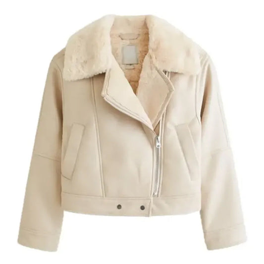 Women's Faux Shearling Leather Jacket-Women Shearling Jacket-Wayne Leather Jackets