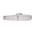 Engraved Buckle Cross White Strap with Crystal Studs Rhinestone Belt-Belts-The Rhinestone Belts