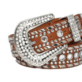 Diamond Rhinestones with Brown Strap Rhinestone Belt-Belts-The Rhinestone Belts
