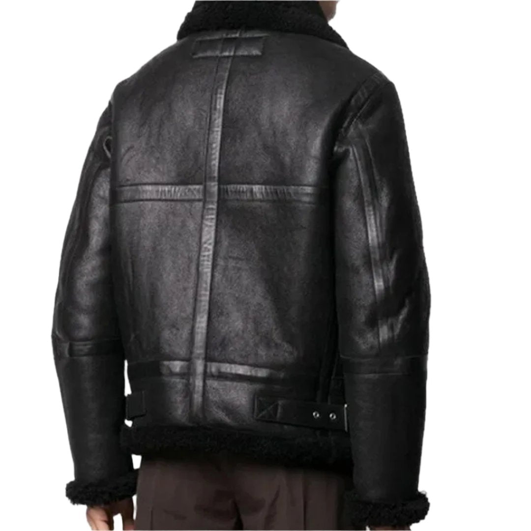 Men’s B3 Shearling Black Bomber Leather Jacket