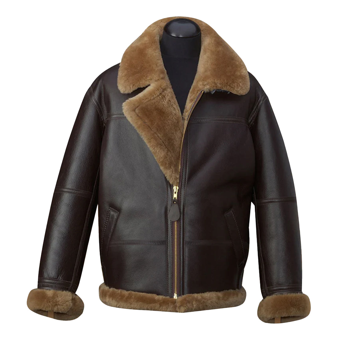 Men's Brown RAF B3 Aviator Shearling Leather Jacket