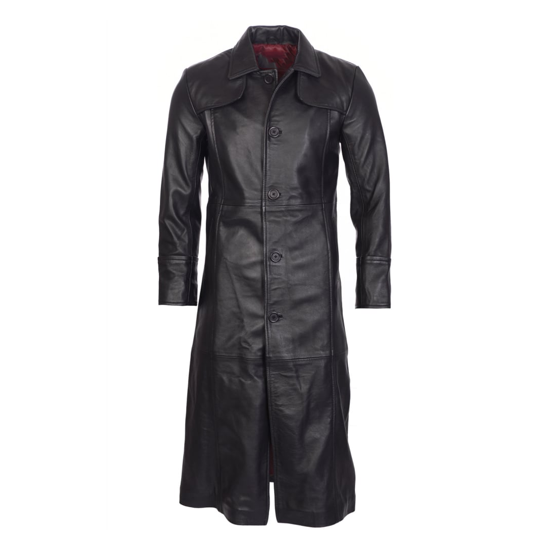 Black Attitude Full Length Leather Trench Coat