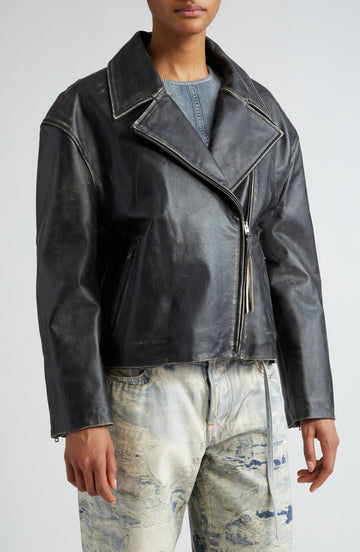 Women's Lilket Distressed Moto Leather Jacket