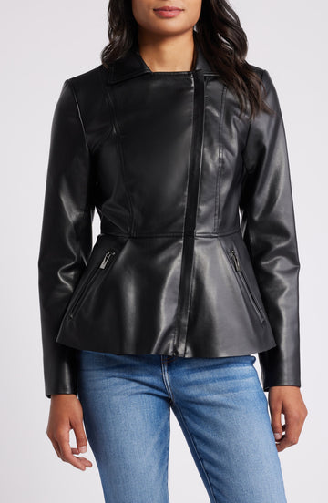 Women's Peplum Moto Leather Jacket