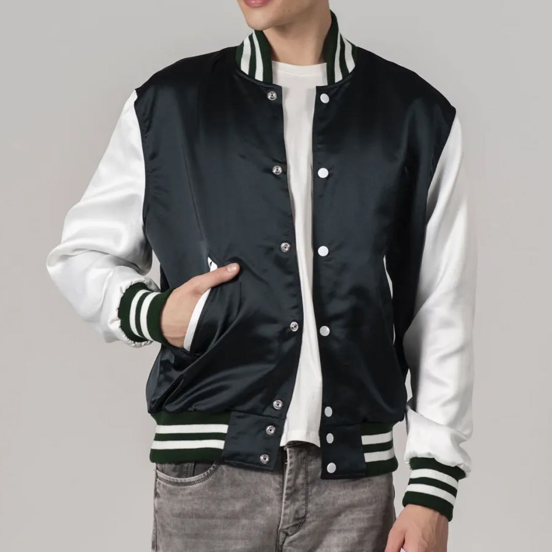 Dartmouth Green Satin And White Sleeves Jacket