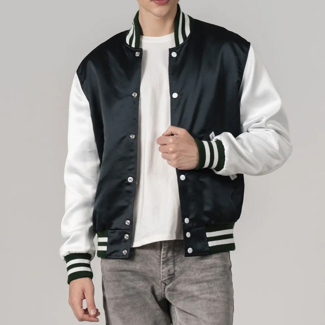 Dartmouth Green Satin And White Sleeves Jacket