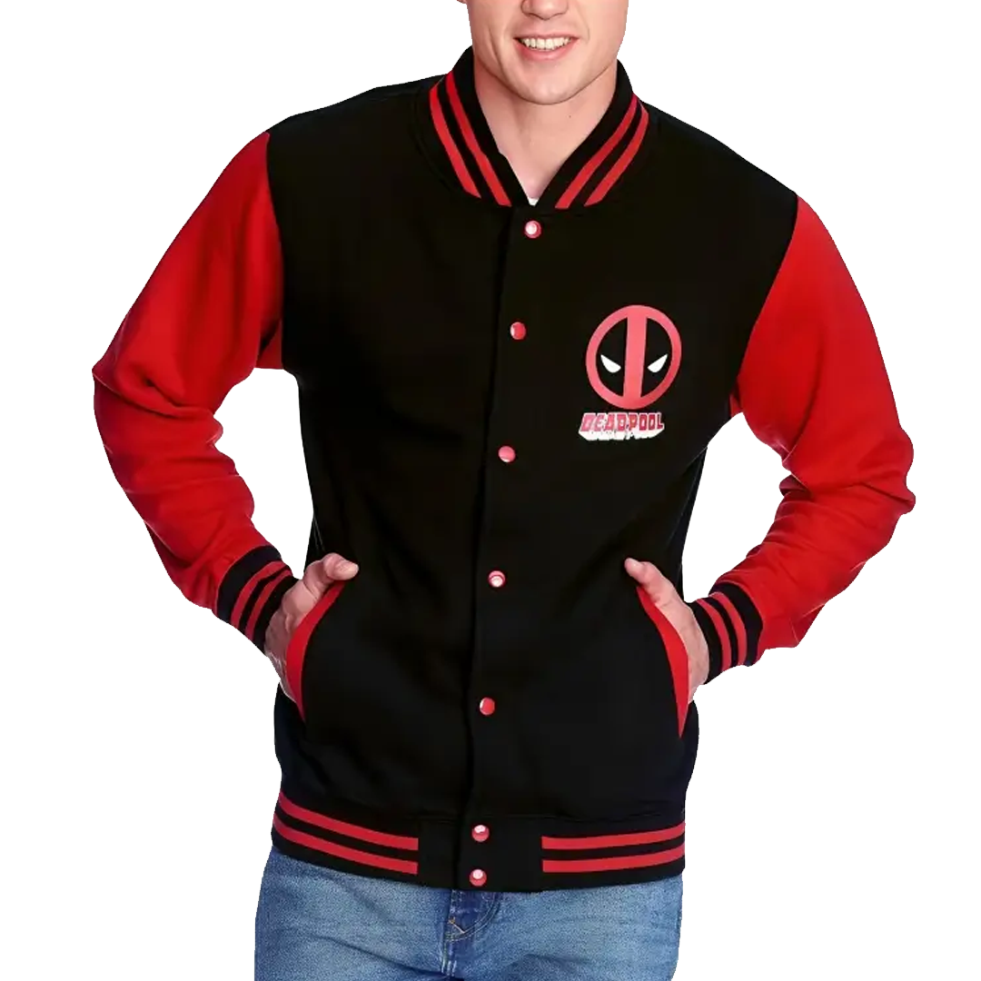 Deadpool Black and Red Letterman Varsity Jacket