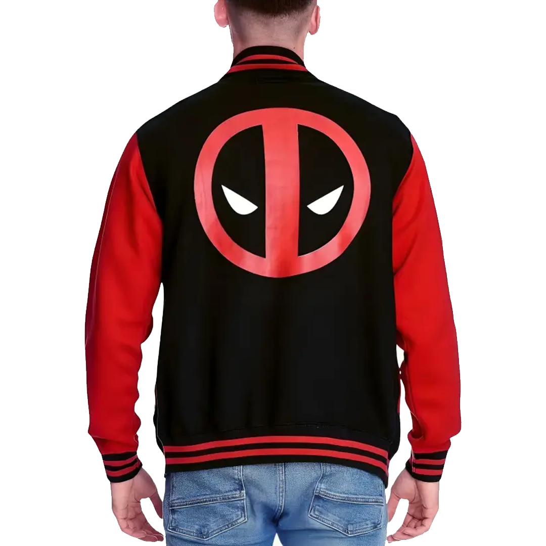 Deadpool Black and Red Letterman Varsity Jacket