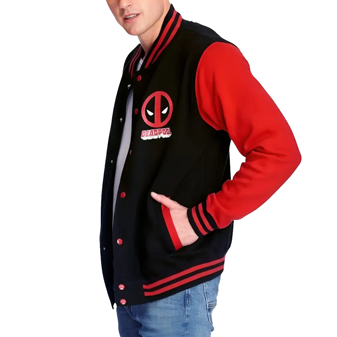 Deadpool Black and Red Letterman Varsity Jacket