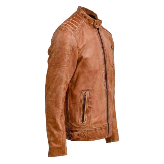 Men's Tan Nexus Leather Biker Jacket