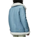 Women's Notch Faux Shearling Moto Leather Jacket-Women Shearling Jacket-Wayne Leather Jackets