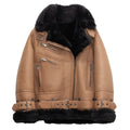 Women's Notch Faux Shearling Moto Leather Jacket-Women Shearling Jacket-Wayne Leather Jackets