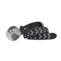 Globe Buckle with Black and Crystal Studs Rhinestone Belt-Belts-The Rhinestone Belts