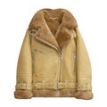 Women's Notch Faux Shearling Moto Leather Jacket-Women Shearling Jacket-Wayne Leather Jackets