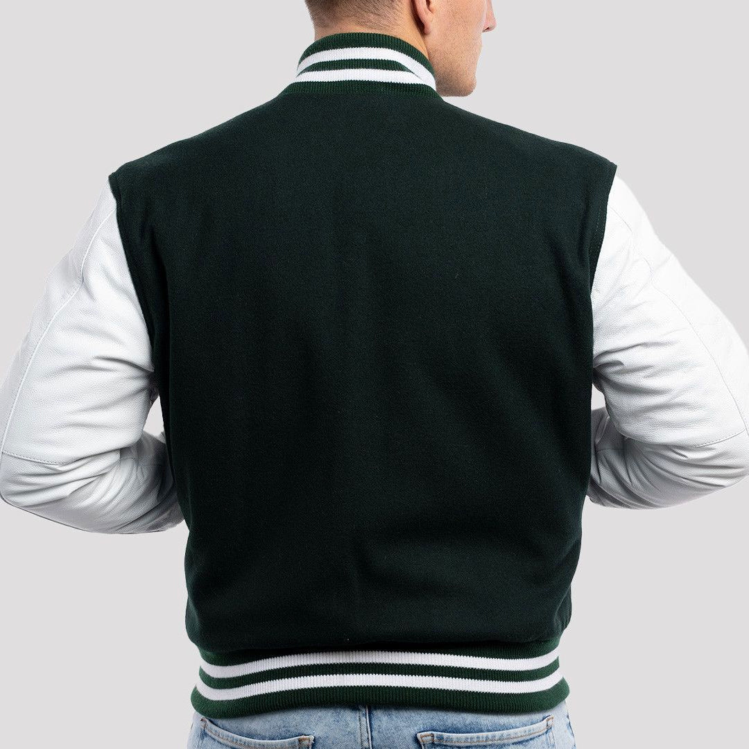 Dartmouth Green Wool Body & Bright White Sleeves Varsity Jacket