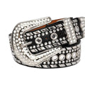 Diamond Rhinestones and Silver Studs with Black Strap Rhinestone Belt-Belts-The Rhinestone Belts