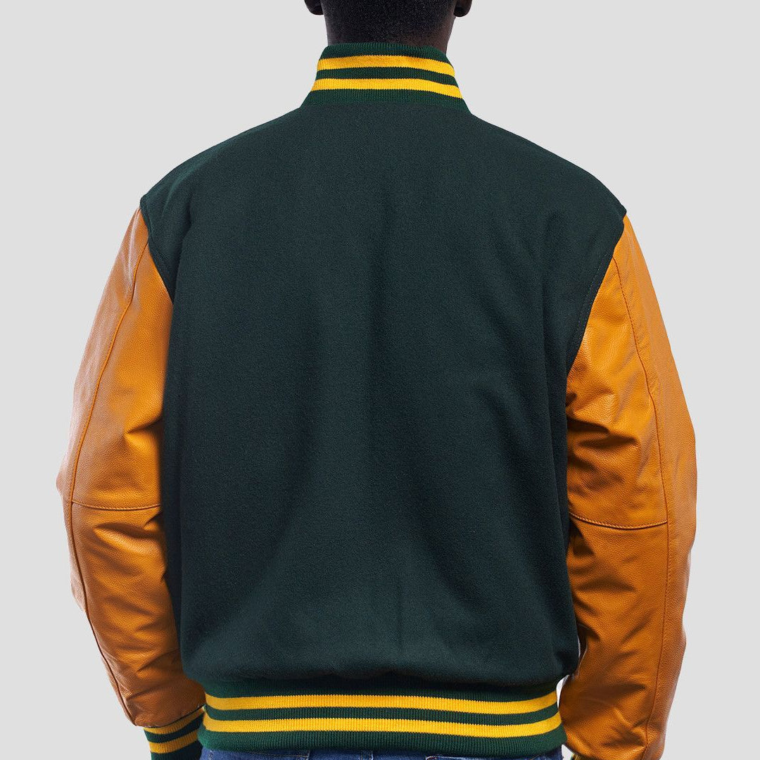 Dartmouth Green Wool & Bright Gold Sleeves Varsity Jacket