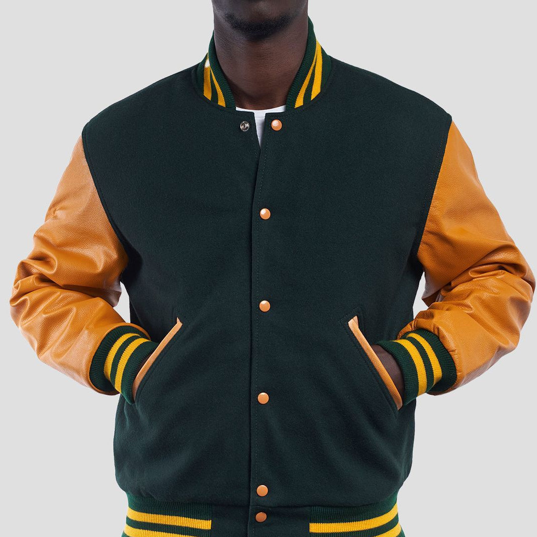 Dartmouth Green Wool & Bright Gold Sleeves Varsity Jacket