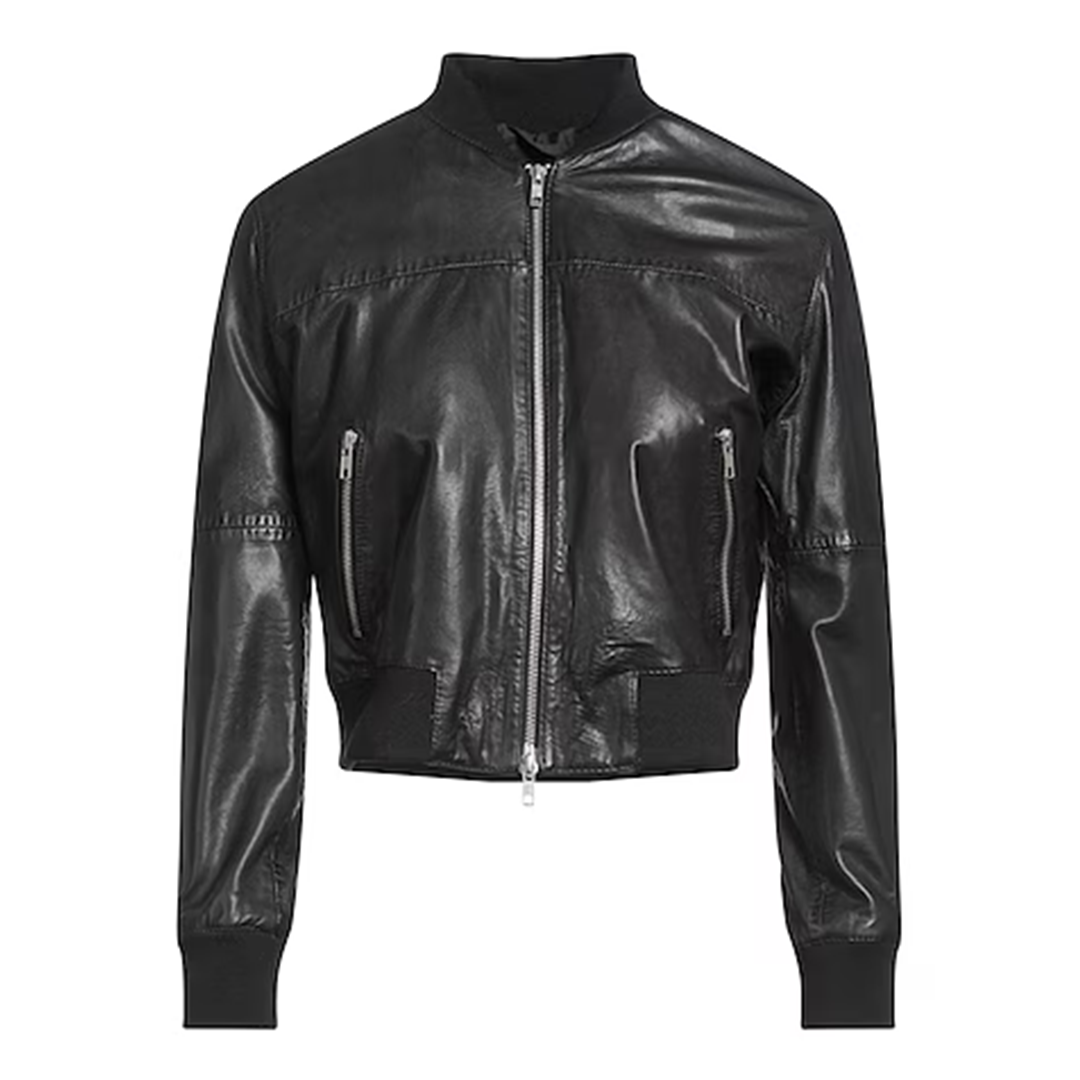 Women's Black Express Bomber Leather Jacket