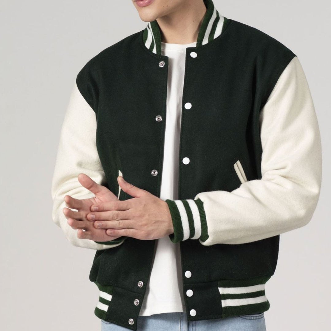 Dartmouth Green & White All-Wool Customizable Varsity Jacket