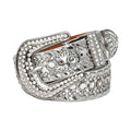 Diamond Rhinestones and Silver Studs with Grey Strap Rhinestone Belt-Belts-The Rhinestone Belts