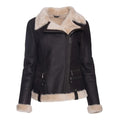 Women's Vanilla Faux Fur Merino Shearling Brown Leather Jacket-Women Shearling Jacket-Wayne Leather Jackets