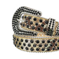 Black Rhinestones with Golden Snake Texture Strap Cowgirl Rhinestone Belt-Belts-The Rhinestone Belts