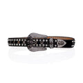 Skull Buckle Black Strap with Black and Crystal Studs Rhinestone Belt-Belts-The Rhinestone Belts