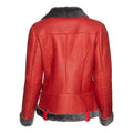 Women's Spanish Merino Faux Shearling Red Leather Jacket-Women Shearling Jacket-Wayne Leather Jackets