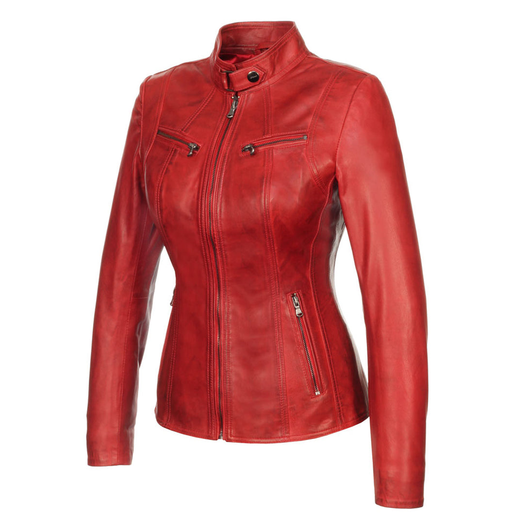 Women's Red Versona Leather Jacket