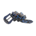 Skull Buckle Black Strap with Blue Studs Rhinestone Belt-Belts-The Rhinestone Belts