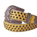Wine Rhinestones with Yellow Strap Rhinestone Belt-Belts-The Rhinestone Belts