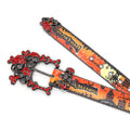 Halloween Skull Buckle with Red Studded Strap Rhinestone Belt-Belts-The Rhinestone Belts