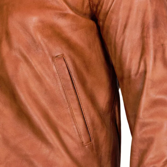 Men's Tan Arcane Leather Bomber Jacket