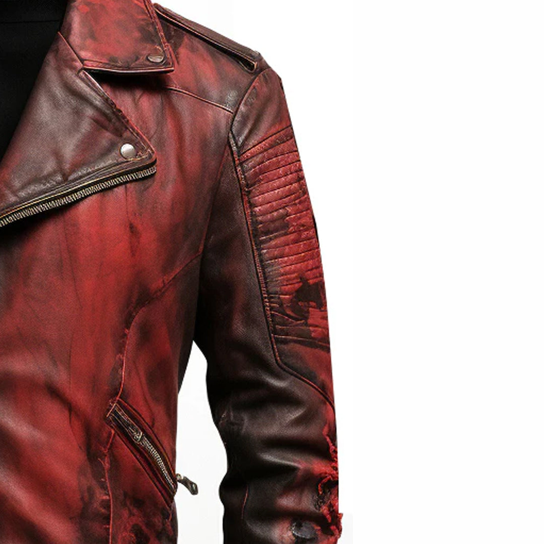 Men's Bloody Red Halloween Leather Jacket