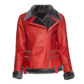 Women's Spanish Merino Faux Shearling Red Leather Jacket-Women Shearling Jacket-Wayne Leather Jackets
