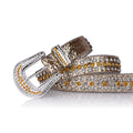 Gold Strap with Crystal and Gold Studs Rhinestone Belt-Belts-The Rhinestone Belts