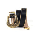 Black Strap with Gold Studs Rhinestone Belt-Belts-The Rhinestone Belts