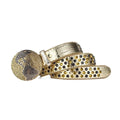 Globe Buckle with Gold and Black Studs Rhinestone Belt-Belts-The Rhinestone Belts