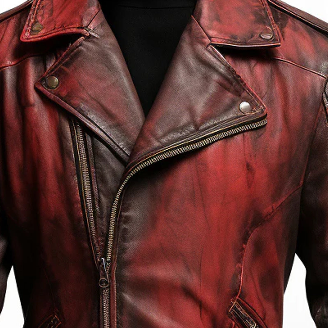 Men's Bloody Red Halloween Leather Jacket