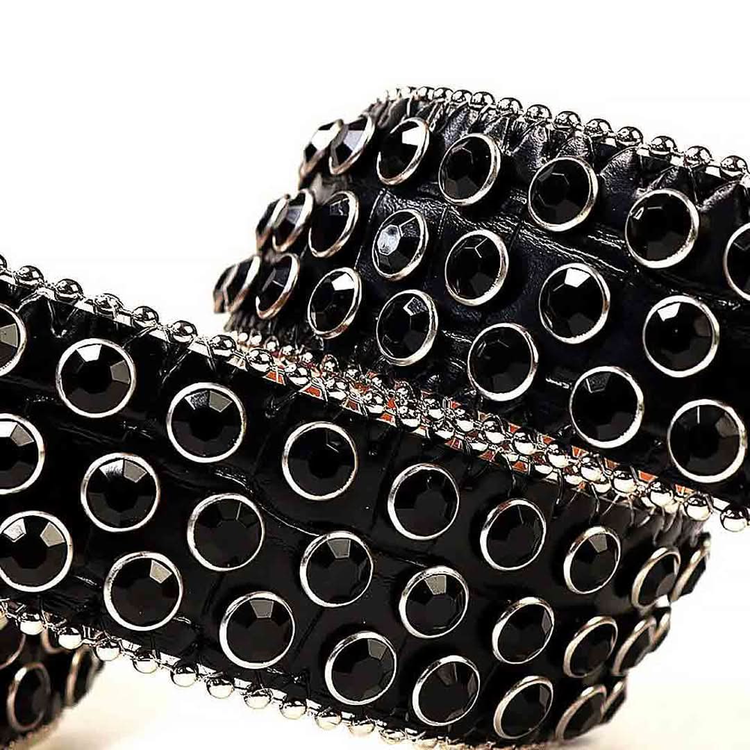 All Black Design Rhinestone Belt-Belts-The Rhinestone Belts