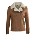 Women's Jane Aviator Faux Shearling Sheepskin Bomber Jacket-Women Shearling Jacket-Wayne Leather Jackets