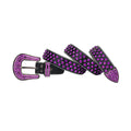 Black Strap with Purple Studs Rhinestone Belt-Belts-The Rhinestone Belts