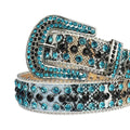 Aqua and Black Rhinestones with Snake Texture Strap Cowgirl Rhinestone Belt-Belts-The Rhinestone Belts