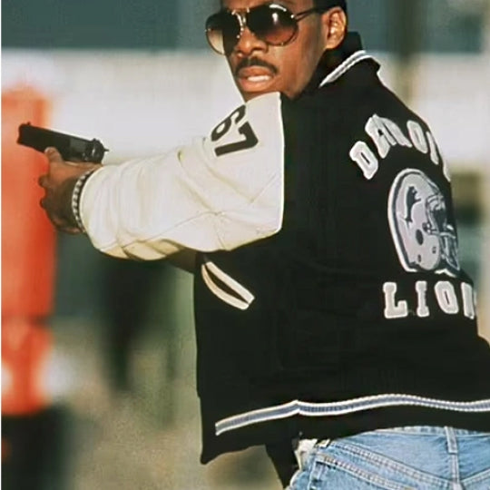 Axel Foley 67 Detroit Lions Varsity Jacket