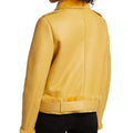 Women's Yellow Faux Shearling Leather Jacket-Women Shearling Jacket-Wayne Leather Jackets