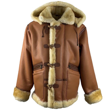 Brown Steve hart Tan Duffle Leather Coat